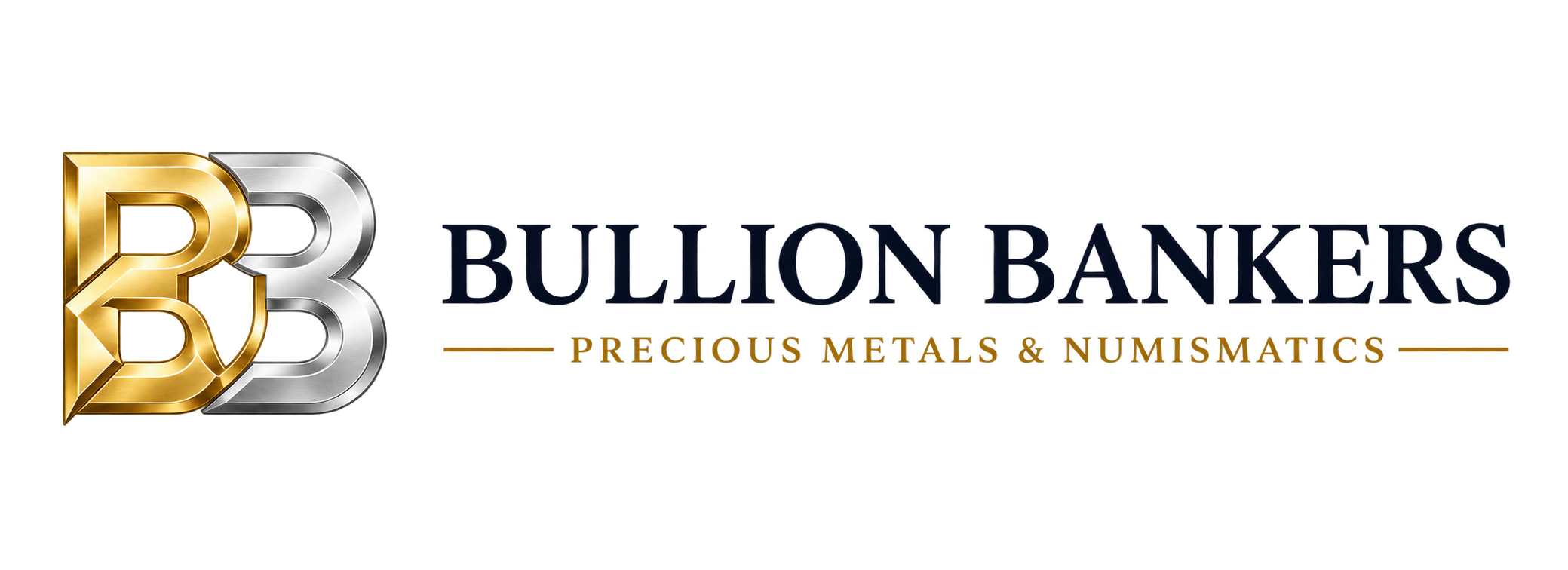 Bullion Bankers gold and platinum BB monogram with dark wordmark